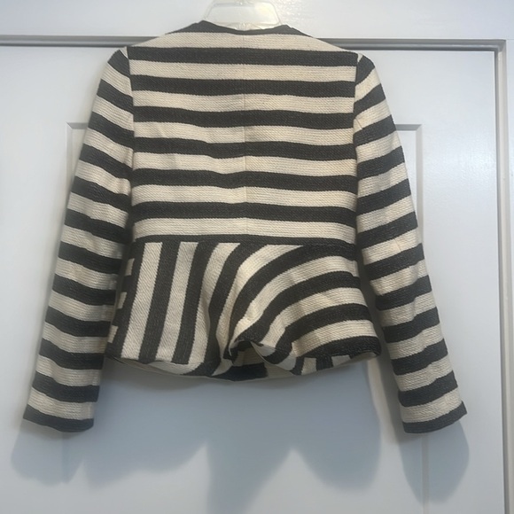 The Limited navy and off white striped tweed style jacket  size XS. - Picture 6 of 10